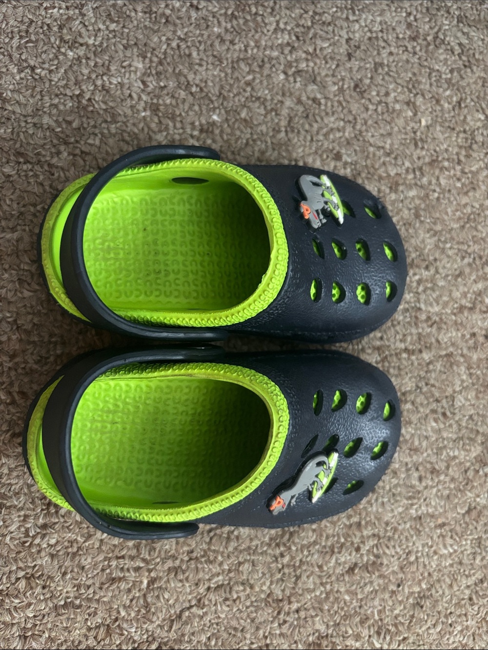 Kids Black and Neon Green Slip-On Clogs